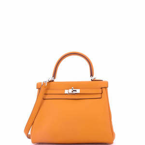 Hermes Kelly 25 Orange Swift with Palladium Hardware